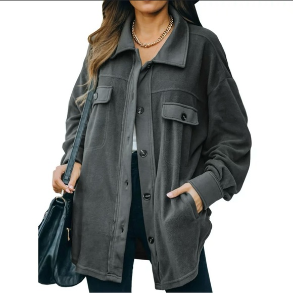 Asvivid Tops - Asvivid Oversized Basic Fleece Shacket NWOT